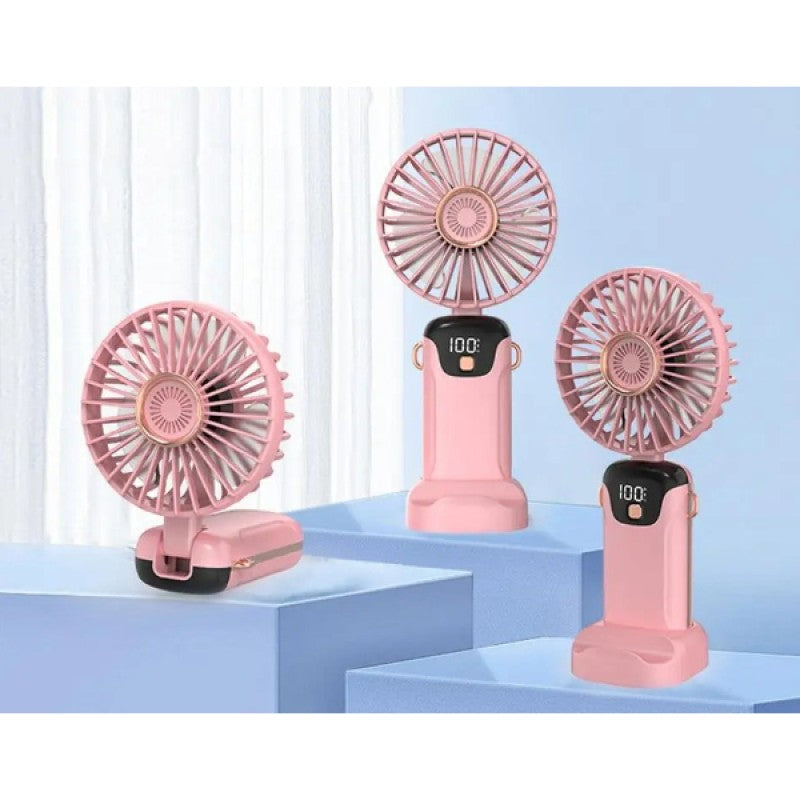 USB Şarjlı Taşınabilir Katlanabilir El Fanı Pembe Renk